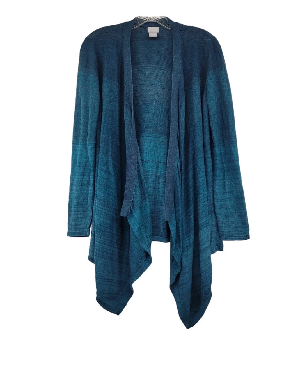 Chicos size 1-Open-Front Teal Drape Cardigan Sweater - Women
